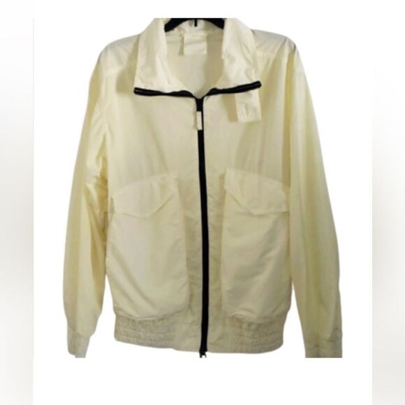 Aspesi Italy Pale Yellow Lightweight Full Zip Windbreaker Ribbed Cuffs Jacket S - Picture 1 of 10